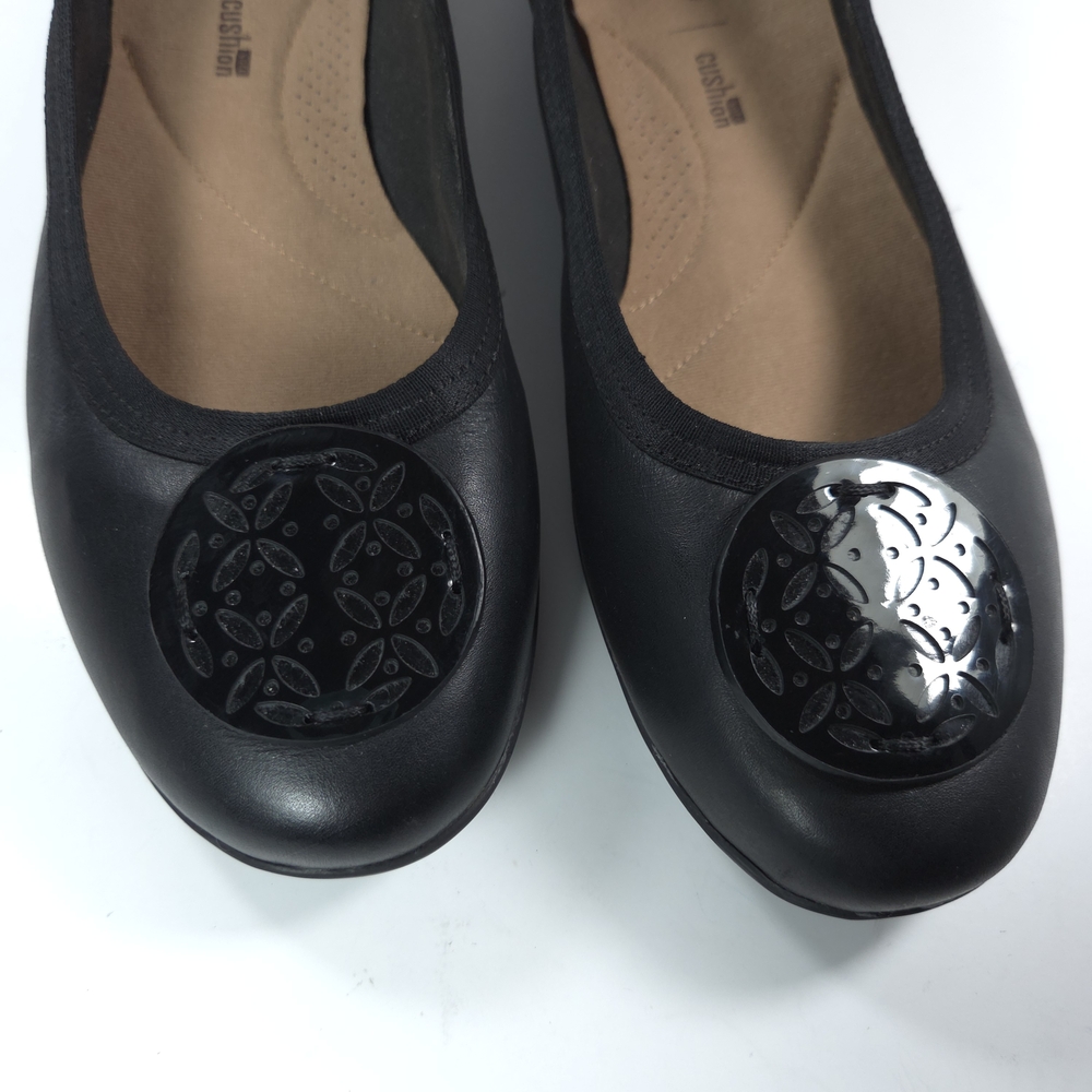 Clarks Sara Willow Black Leather Ballet Flats W 9 - Picture 13 of 14